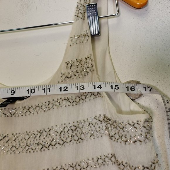 Aqua Dress Medium‎ Mini White Sequins Party Tank Blouson Sparkle 90s Retro - Picture 4 of 8